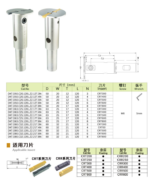 Корпус Т-образной грибковой фрезы DKT.D50.W20.L120.Z2.T12.2N
