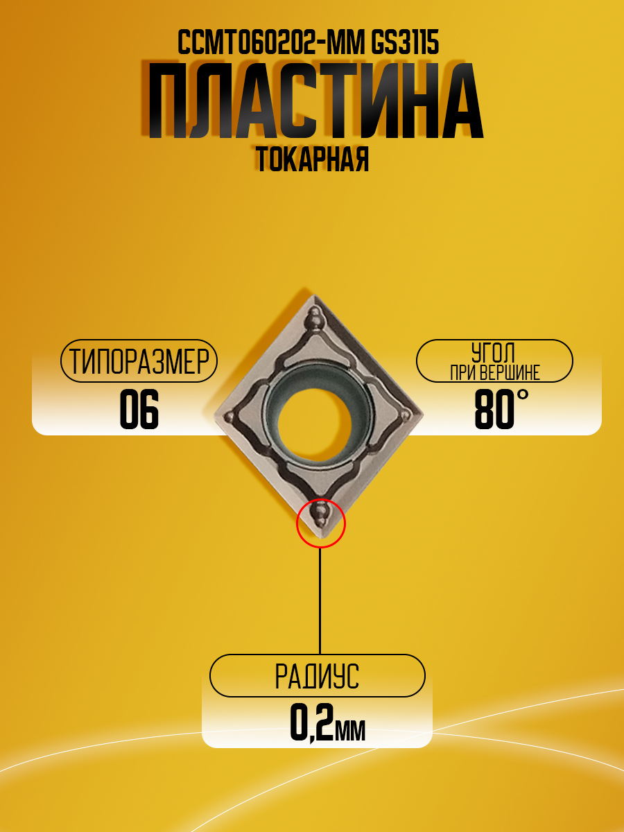 Пластина CCMT060202-MM GS3115