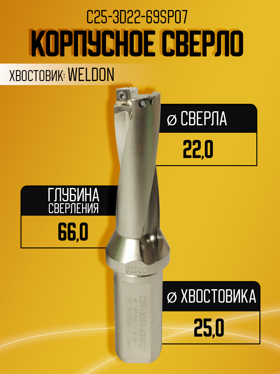 Корпусное сверло d22 C25-3D22-69SP07   под SP07