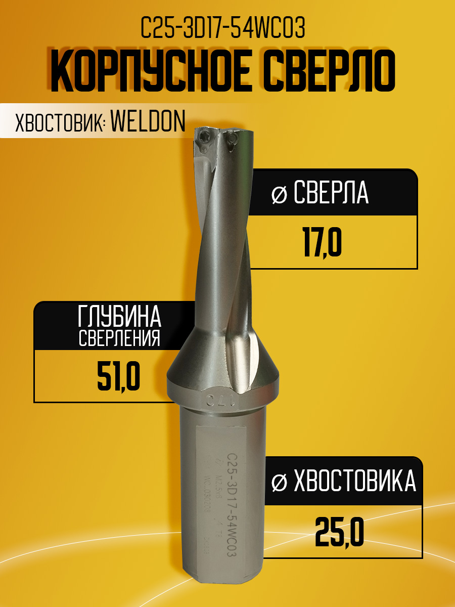 Корпусное сверло d17 C25-3D17-54WC03   под WC03
