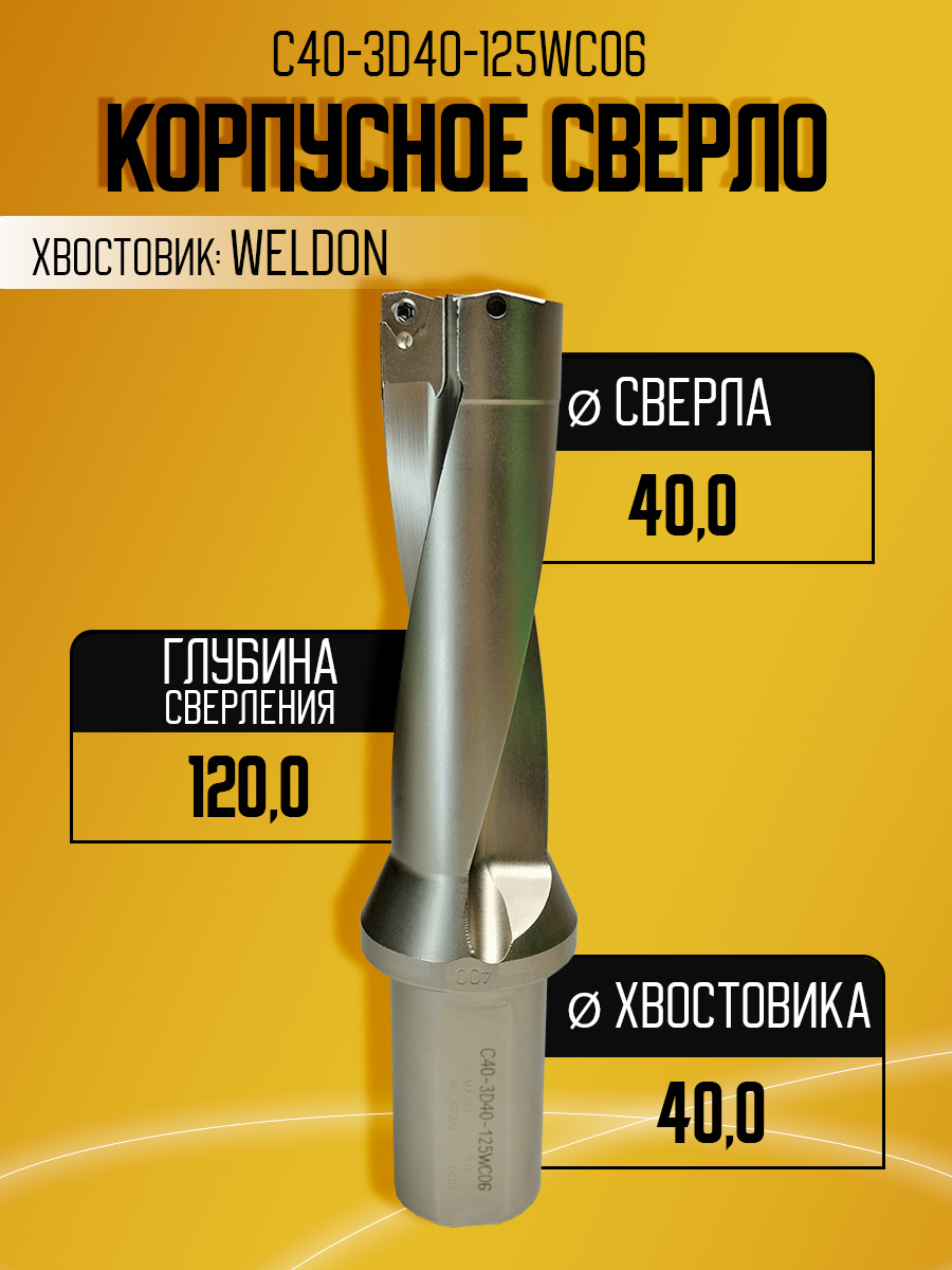 Корпусное сверло d40 C40-3D40-125WC06 под WCMT06