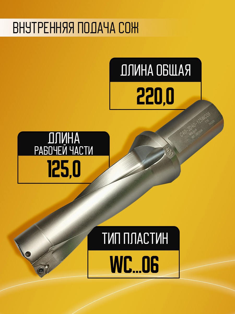 Корпусное сверло d40 C40-3D40-125WC06 под WCMT06